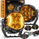 Auxbeam V-Ultra Series 3 Inch 108W Amber Fog Light Pods, with DRL 3 Modes & Protective Covers, 270 Side Shooter Light Bar, Hyper Spot Beam Offroad Lights, for Truck ATV UTV Car Motorcycle, Pair