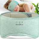 MUSICOZY Bluetooth 5.4 Sleep Headphones Eye Mask with Seaweed Fiber Cotton, Ultra Soft Fully Wrapped Sleep Mask with Headphones for Side Sleepers, Type-C Fast Charging, 14 Hours Playtime