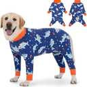 Dog Recovery Suit After Surgery Female Male, Medium Large Dog Neuter Shirt Cone Alternatives Prevent Licking Surgical Onesies (Blue Shark, 4XL)