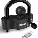 RETRUE Universal Coupler Lock Trailer Locks Ball Hitch Trailer Hitch Lock Adjustable Security Heavy-Duty Steel Fits 1-7/8 Inch, 2 Inch, 2-5/16 Inch Couplers Black