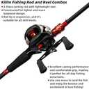 Kilitn Fishing Rod and Reel Combo, Baitcasting Combo Baitcast Reel, 6 Foot 7 Foot 2-Piece, Durable Fiberglass Wrapped Carbon Fiber Rod with Comfortable EVA Handle