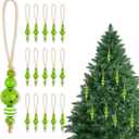 12 Sets Christmas Tree Candy Cane Hanging Ornaments Peppermint Green Decorative Wood Bead Hanging Garland for Xmas Tree Winter NYE Home Decoration