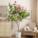 Erimda 4FT Artificial Bougainvillea Tree Artificial Tree Tall Potted Fake Bougainvillea Trees for Outdoor Indoor Lifelike Potted Faux Plants with Wood Trunk and Flowers Office Wedding Home Decor