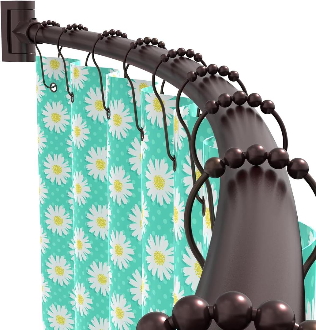 Curved Shower Curtain Rod For Bathroom 38-72 Inches, Adjustable Length, Curved Shower Rod, Metal Rods&Brackets, Round Shower Curtain Rods, Rotate Bracket For Large Shower Space, Need Drilling, Bronze