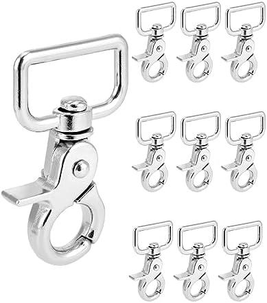 QWORK Metal Swivel Snap Hooks 2.6 Inch – 10 Pack Smooth 360° Rotation for Bags, Keychains & Crafts