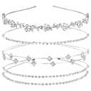 Jaciya Rhinestone Headband Silver Bridal Wedding Headband Crystal Flower Girl Leaves Crown Metal Hair Band Tiara Prom Hair Accessories for Women Girls