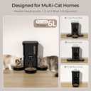 Automatic Cat Feeder for 3 Cats with Slow Feed, 6L Smart WiFi Pet Feeder, 2.4G & 5G Dual-Band, Battery Powered with 15-Day Battery Life, for Cats & Small Dogs (Black)