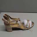 IDIFU Women's Block Low Chunky Heel Strappy Sandals Open Toe Ankle Strap Dress Wedding Evening Shoe for Women Bridal (Rose Gold Shiny, 8.5 M US)