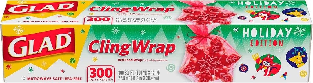 Glad Holiday Red ClingWrap Plastic Wrap 300 sq ft Roll