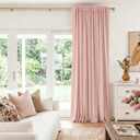 100% Blackout Shield Linen Blackout Curtains for Bedroom 84 Inches Long, Back Tab/Rod Pocket Living Room Drapes, Thermal Insulated Blackout Curtains 1 Panel Set, 100" W x 84" L, Blush Pink