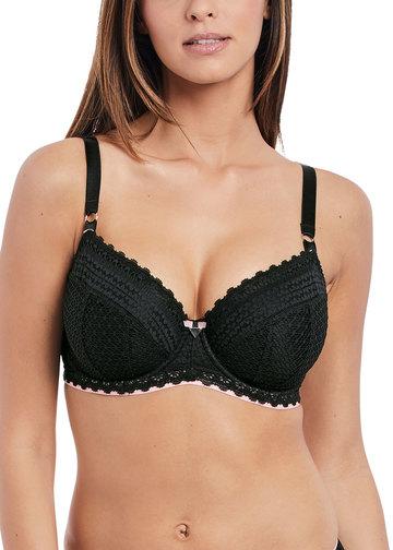 Freya Women's Daisy Lace Underwire Balcony Bra, Black, Size 34G