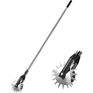 Wheel Rotary Edger Lawn Tool, Grass Edge Trimmer, Sidewalk Manual Lawn Edger, Strong 3 Sections Stainless Steel Handle with Cushion Grip, 58.3-Inch (black)