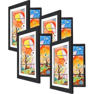 [4-Pack] Kids Artwork Frames Changeable, 11.8 x 8.3-IN Frames for Kids Artwork, Front Opening Picture Frames, Home Decor, Up to 150 Pcs of Kids Art Frame, Craft Storage, Hanging Wall Decor, for 3D Pictures, Crafts, Children Drawing, Hanging Art, Portfolio, White
