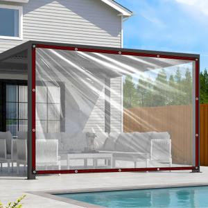 Clear Tarps Heavy Duty Waterproof 8x10 Plastic Tarp with Grommets Clear Vinyl Tarps for Outdoor Patio Enclosure Chicken Coop Covers Waterproof Transparent Tarpaulin for Porches Greenhouse Plant