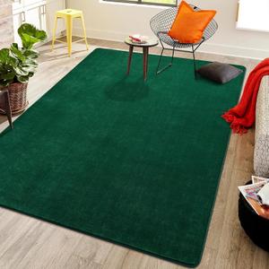 Softlife Green 4x6 Area Rug for Bedroom Living Room, Solid Non-Slip Fluffy Carpet with Soft Low Pile for Kids Boys Girls, Machine Washable Fuzzy Aethetic Rugs Home Dorm Decor
