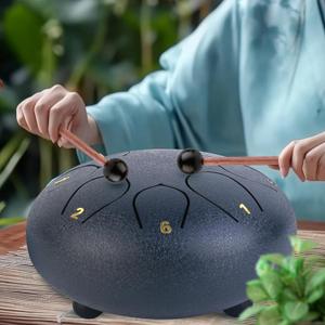 Rain Drum for Outside Garden When Rains, Handpan Drums, Hand Pan Music Maker Steel Tongue, Hang Sound Healing Instruments, Chime Yard Rhythm, Echos Bath Chimes, Rythm, Ages 5-9, Adults, Gifts (8 note 6 inches, Serene Blue)