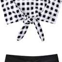Mirawise Girls Swimsuits Swimwear Bathing Suit Beach Bikini Two Piece Tie Front Swimsuits (12-13 Years, Black Spot)