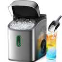 Silonn Nugget Ice Maker Countertop, Pebble Ice Maker with Soft Chewable Ice, One-Click Operation Ice Machine with Self-Cleaning, 33lbs/24H, Stainless Steel
