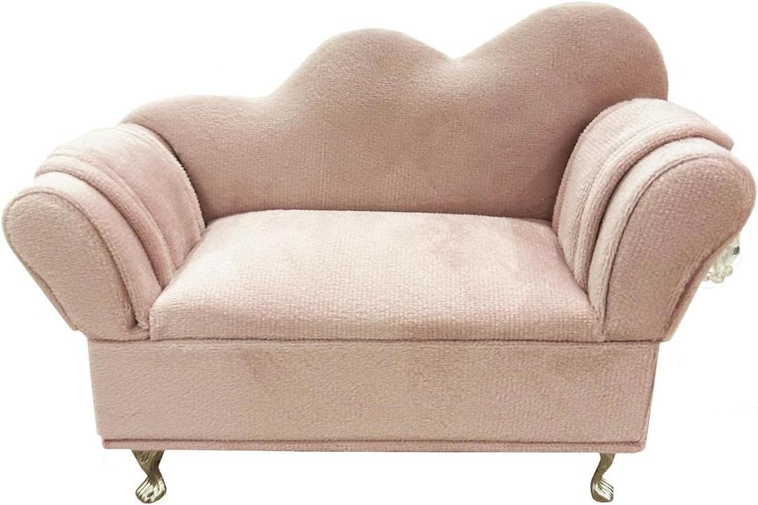 DD-life Openable Sofa Box Couch Jewelry Box,Miniature Sofa Velvet Chair Earrings Necklace Bracelet Storage Box, Gift for Girls and Women Jewelry Box (Pink, Style 3)