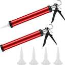 Lasnten 2 Pack Sausage Caulking Gun with 4 Cone Nozzles, Red