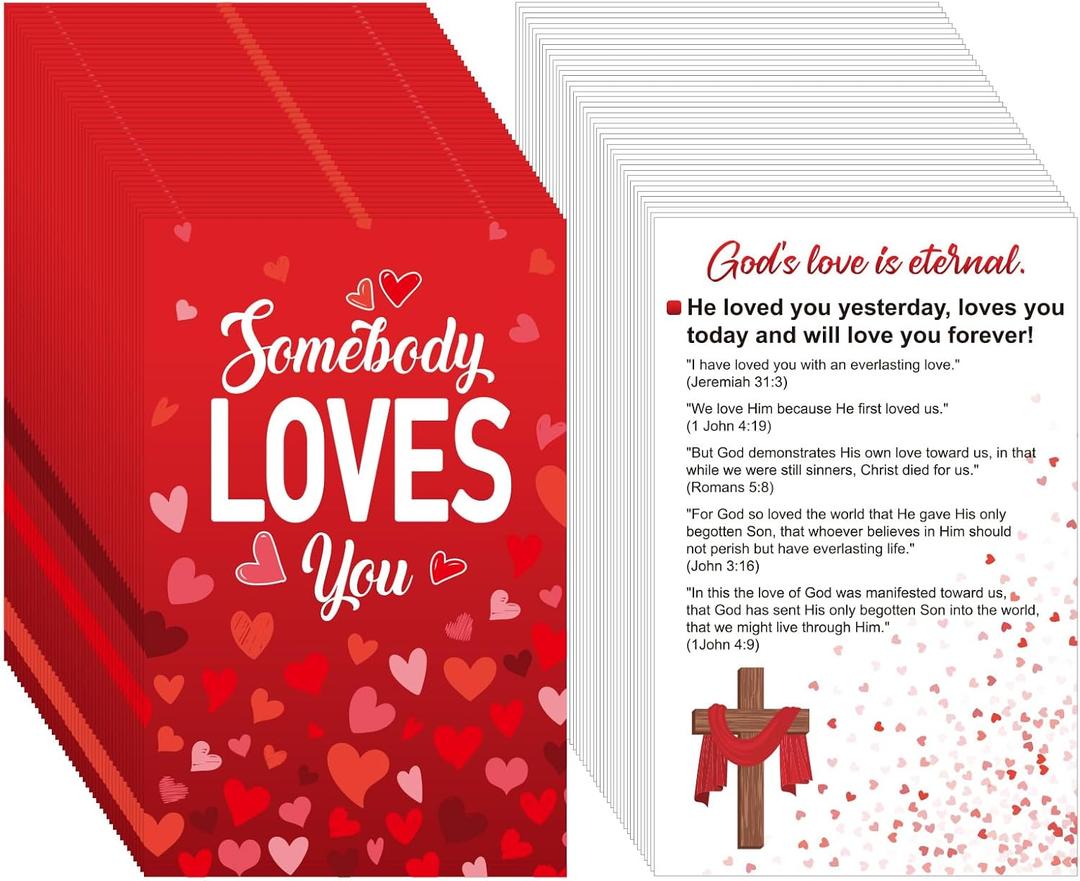 200 Pcs Gospel Tract Card Salvation Cards Pocket Holy Postcard Prayer Postcards Christian Inspirational Bible Verses Bookmark for Christian Gift(Somebody Loves You)