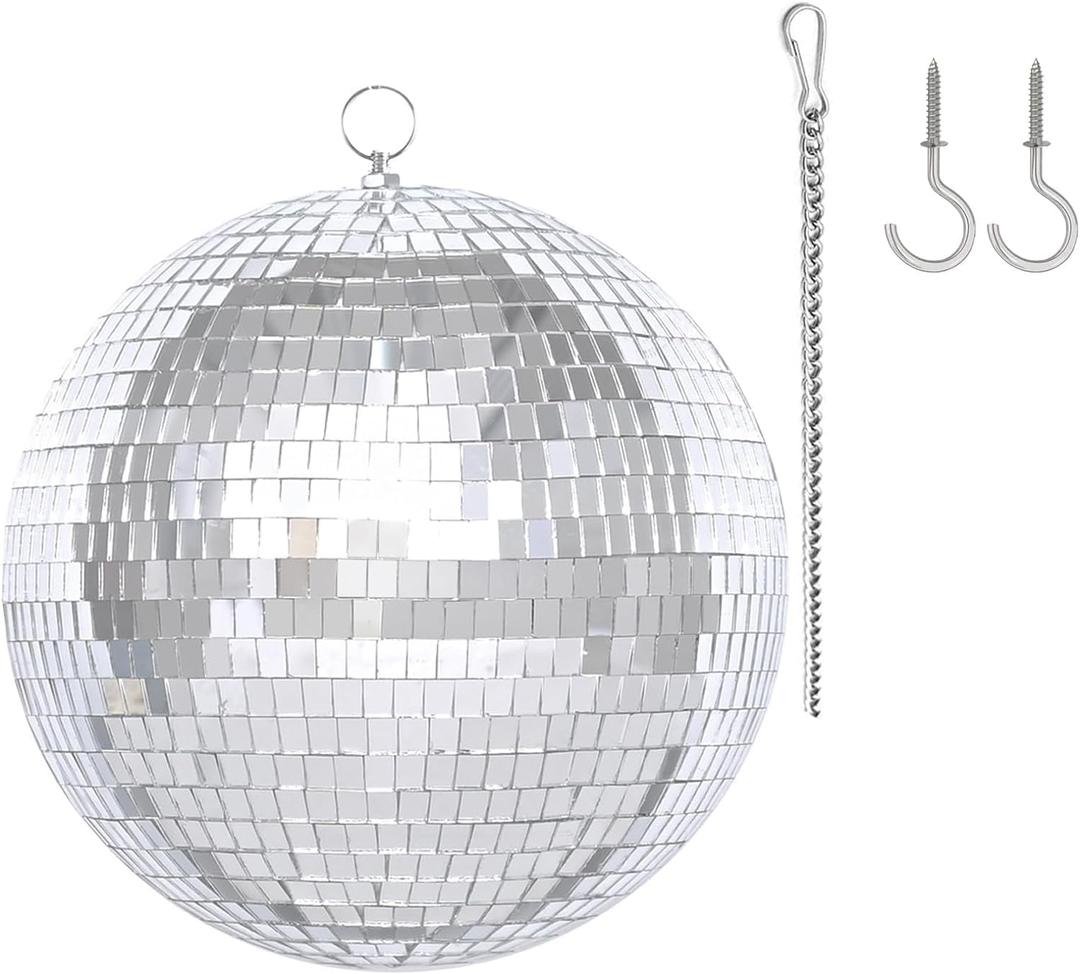 Mirror Disco Ball Set with Extention Chain and Hooks 8 inch