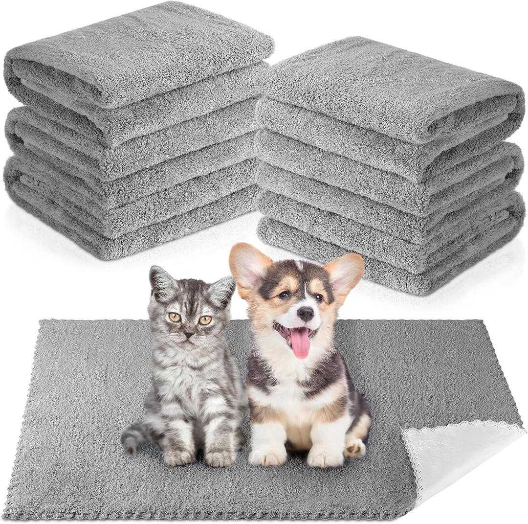 Thyle 12 Pcs Washable Pee Pads for Dogs Reusable Waterproof Training Puppy Pads Bulk Absorbent Pet Whelping Small Dog Mats for Crate Bed Sofa (Gray,18 x 24 Inch)