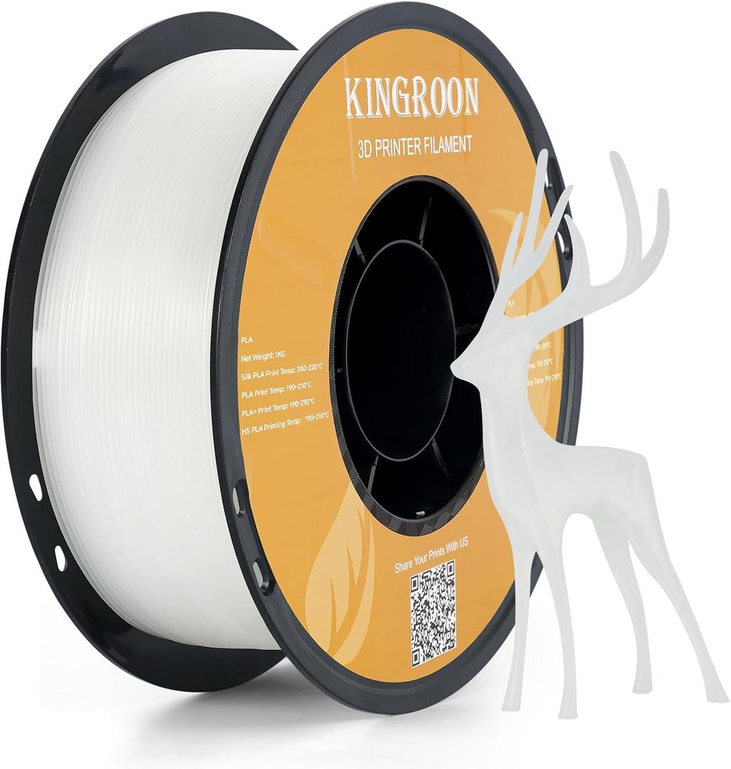 Kingroon PLA Filament 1.75mm 3D Printer Filament Transparent Pla Filament 1kg Filament Dimensional Accuracy +/ - 0.02mm, Fit Most FDM Printer, Transparent