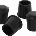 4 PCS Black Round Rubber Chair Leg Caps Tips, Vinyl Rubber End Kits, Soft Touch Table Feet Cover, Anti Slip Floor Protector, 1 inch (25mm)