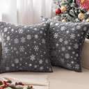 MIULEE Set of 2 Christmas Decorative Throw Pillow Covers Soft Faux Fur Winter Pillow Covers with Silver Snowflake Glitter Holiday Festival Pillowcases for Couch Sofa Bed, 1818inch, Gray