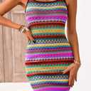 PRETTYGARDEN Womens 2026 Summer Mini Dresses Square Neck Sleeveless Tank Bodycon Striped Boho Sundress Beach Vacation Outfits (XXL)
