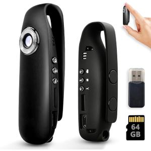 Mini Body Camera with Magnetic Mount - 1080P HD Wearable Portable Recorder for Sports & Daily Use: 64GB Pocket Tiny Body Cams with Back Clip