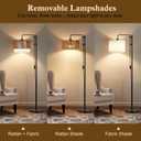 GyroVu Rattan Floor Lamp for Living Room, Adjustable Height Standing Lamp