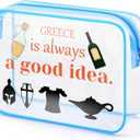 3 x Greece Gift for Women Clear Makeup Bag Greece Travel Gifts Greece Themed Gift Cosmetic Bag Greece Travel Essentials Gifts Greece Souvenir Bag Christmas Birthday Gifts for Greece Lover Friend Girls
