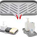 ZMD Silicone Bathroom Soap Dishes,Kitchen Sink Soap Sponge Tray Self Draining Silicone Soap Holder for Bathroom,with Drain Spout-Bathroom and Kitchen Sink Organizer,for Dish Soap Bottle,Soap Dispenser