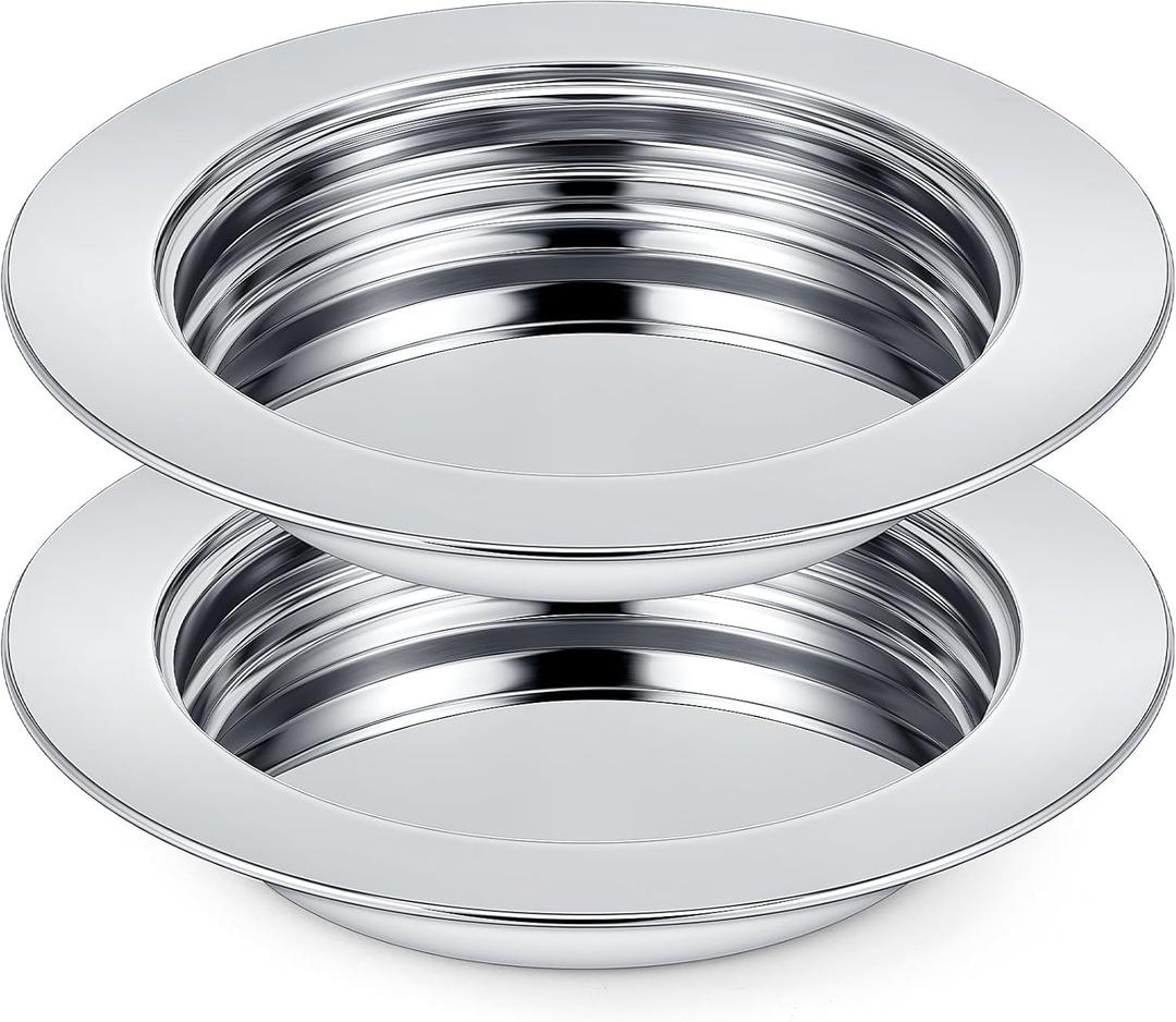 Zhehao 2 Pcs Communion Plates for Church Communion Bread Tray Plate Church Supplies Set Polished Stainless Steel Tray (Silver)