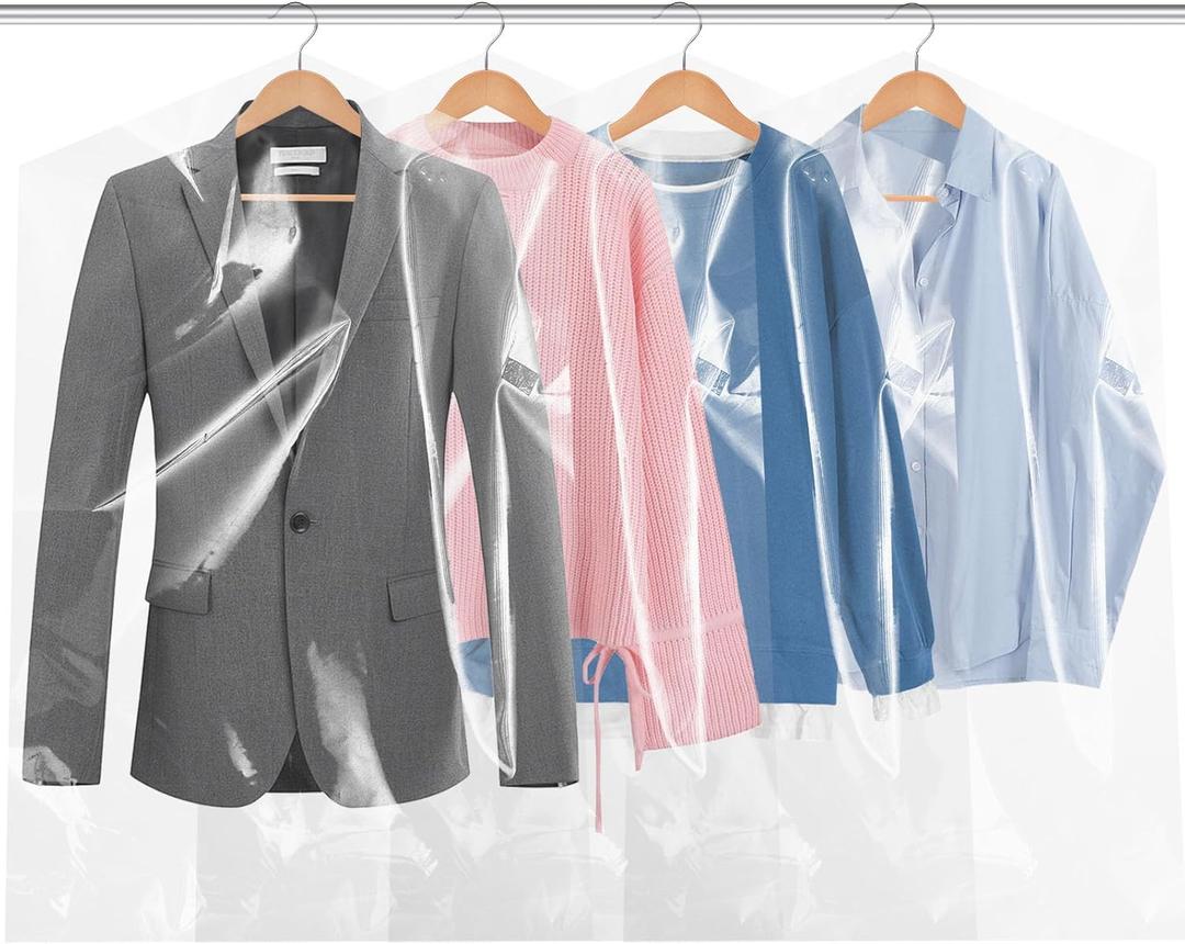 90 PCS Dry Cleaner Bags Plastic Clear 35.4 Inches,Garment Bags for Hanging Clothes Plastic Garment Bags Clear Clothes Covers Dry Cleaner Bags Hanging Dust-proof(60x90cm)