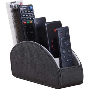 Ayunga PU Leather Remote Control Holder, TV Remote Caddy with 5 Compartments, Bedside Table and Desktop Supply Organizer, for DVD, Media Player Controller, Glasses, Pen and Pencil Storage(Black Cloth) Ayunga PU Leather Remote Control Holder, TV Remote Caddy with 5 Compartments, Bedside Table and Desktop Supply Organizer, for DVD, Media Player Controller, Glasses, Pen and Pencil Storage(Black Cloth)