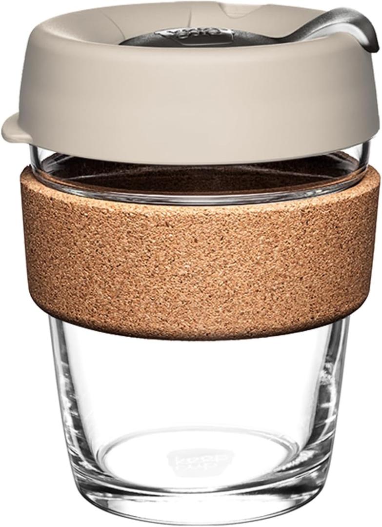 KeepCup Brew Cork, Reusable Glass Tumbler with Natural Cork, Tall Coffee Cup 12oz/340ml - Filter
