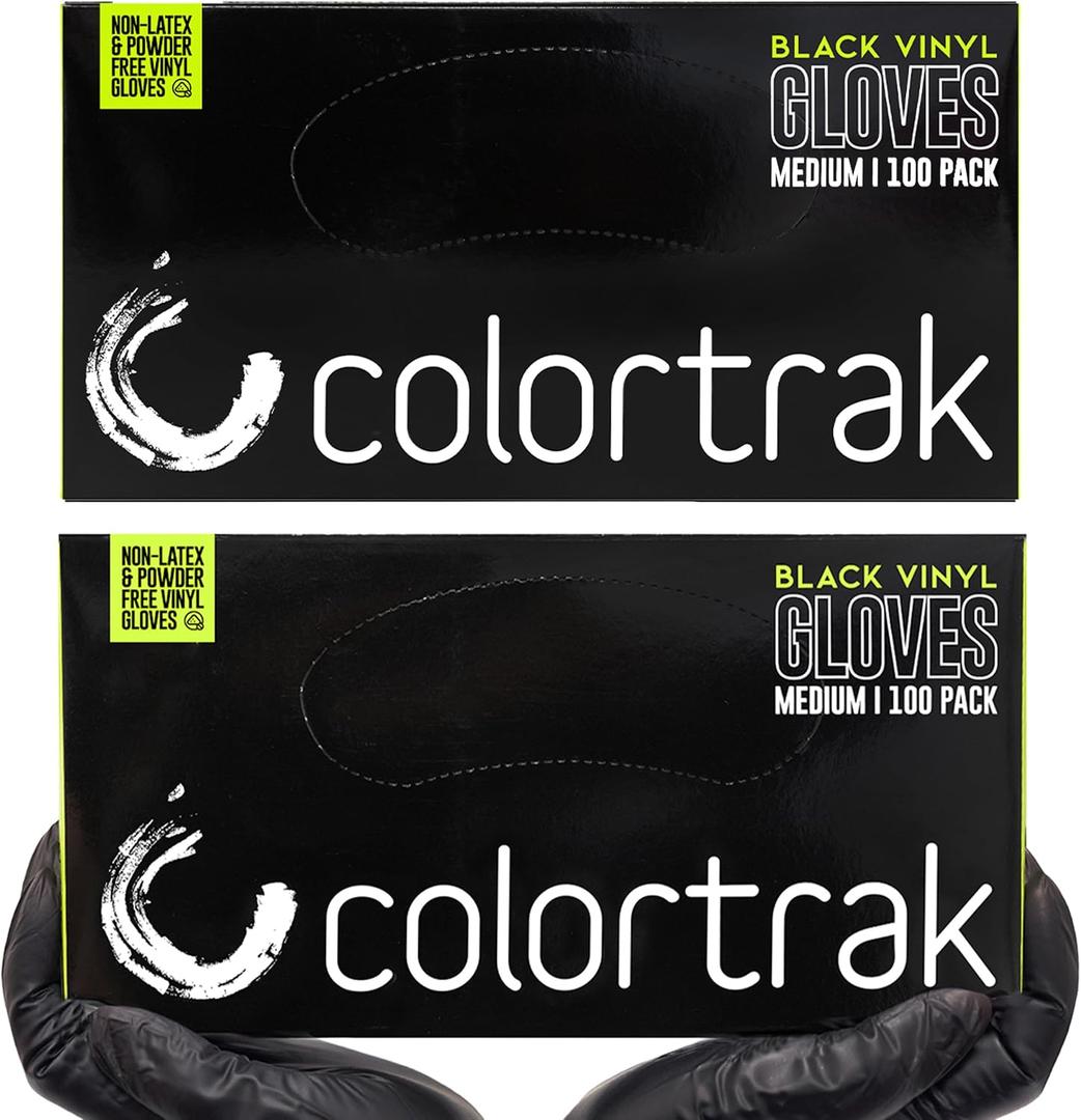 Colortrak Disposable Powder Free Vinyl Gloves, Single-Use, Latex-Free, Powder Free, Ambidextrous, 1 Pack, M