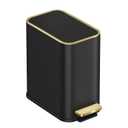 TIPGO Small Bathroom Trash Can with Lid Soft Close, Step Pedal, 5 Liter / 1.3 Gallon Stainless Steel Trash Bin, Slim Garbage Cans for Toilet, Office, Bedroom (Black)
