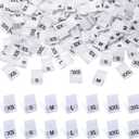 TecUnite 700 Pieces Clothing Size Tags Sewing Woven Garment Size Labels Mix Clothing Crafting Ribbons Tags Clothes Garment Fabric Embroidered Label, XS-3XL(White), 1.2 x 3.5 cm