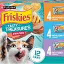 Purina Friskies Wet Cat Food Variety Pack, Tasty Treasures Prime Filets (With Ocean Fish and Tuna, With Chicken and With Turkey) - 5.5 Ounce (Pack of 12) (EXP 06/01/28)