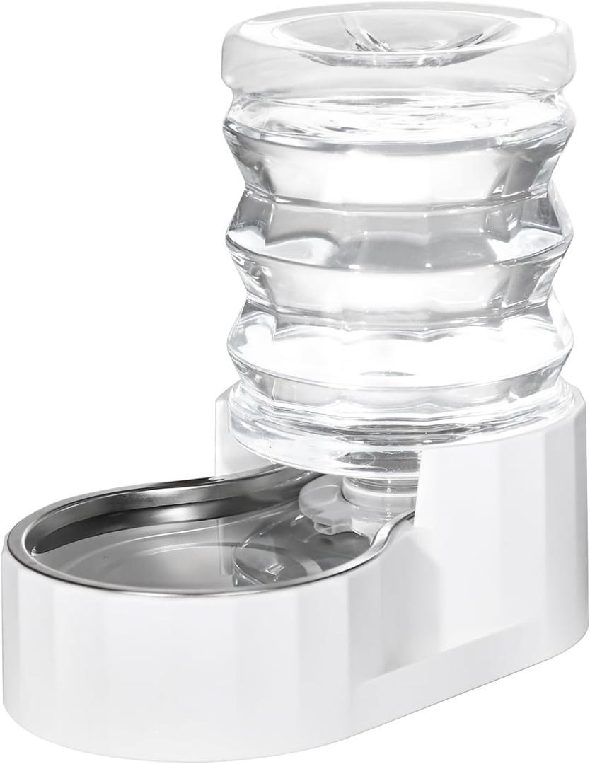RIZZARI Automatic 5L Pet Waterer, Gravity Stainless Steel Water Dispenser, 100% BPA-Free, Large Capacity Water Feeder for Cats and Small and Medium-Sized Dogs (['White'])
