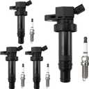 Sets of 4 UF652 Ignition Coil & 93815 Spark Plug for Hyundai Accent 2012-2019,Hyundai Veloster 2012-2017Kia Rio 2012-2019,Kia Soul 2012-2019, Replace 273012B100 C1803 5C1860 GN10634
