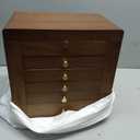 Black Walnut Wooden Jewelry Box for Women with Lock, Mirror, 6 Layer