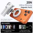 [3 in 1] Magnetic Phone Camera Shutter Grip, Extendable Selfie Stick & Tripod Portable for Magsafe iPhone & Android with Detachable Wireless Shutter Button Remote Control Ergonomic Handle - White