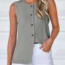 PRETTYGARDEN Sweater Vest Tops for Women 2026 Lightweight Summer Cardigan Sleeveless Button Up Knit Casual Spring Clothes (Grey,XX-Large) (Gray, XXL)