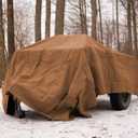 WHITEDUCK 12'x12' Canvas Tarp 18 oz/37 Mil Heavy Duty Waterproof UV Resistant, Rustproof Grommets, Industrial & Commercial Use Cloth Tarp (Finished Size: 11'6"x11'6", Tan)