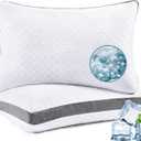 Tencel Cooling Pillows Queen Size Set of 2, Shredded Memory Foam, Hotel Quality, Gusseted Bed Pillows for Back & Side Sleepers, Adjustable Queen Size with Washable Cover